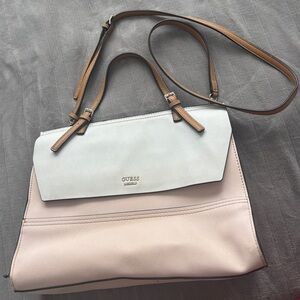 GUESS COLOR BLOCK Top Handle Satchel Shoulder Bag